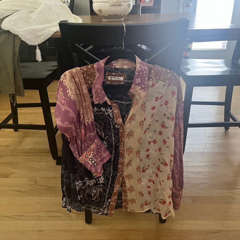 We The Free Multicolor Patchwork Blouse